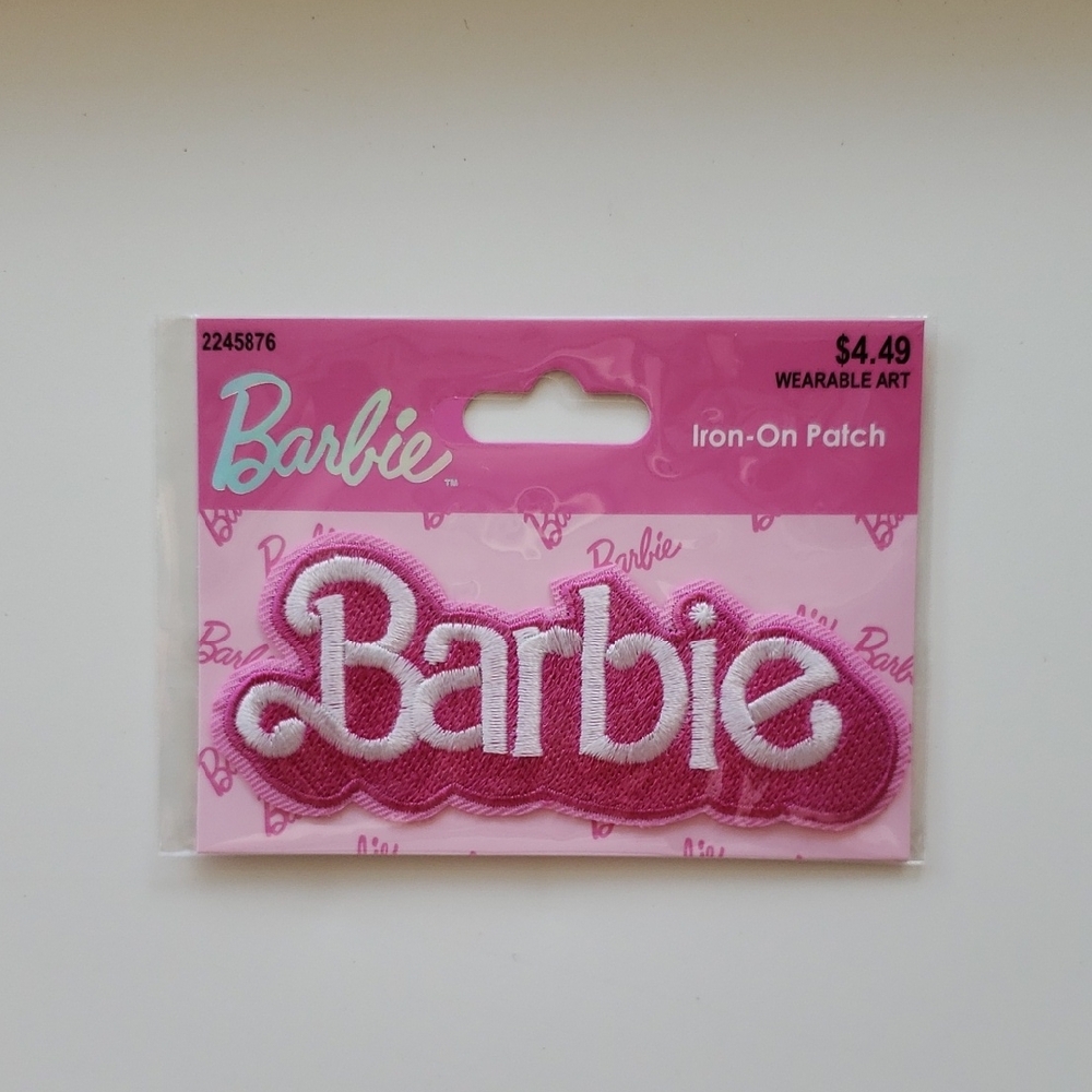 Barbie Pink and White Logo Iron-On Patch